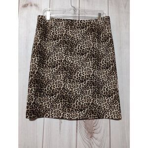 Alfani Skirt Ladies 12 Petite Black Brown Leopard Print Pencil Knee‎ Length